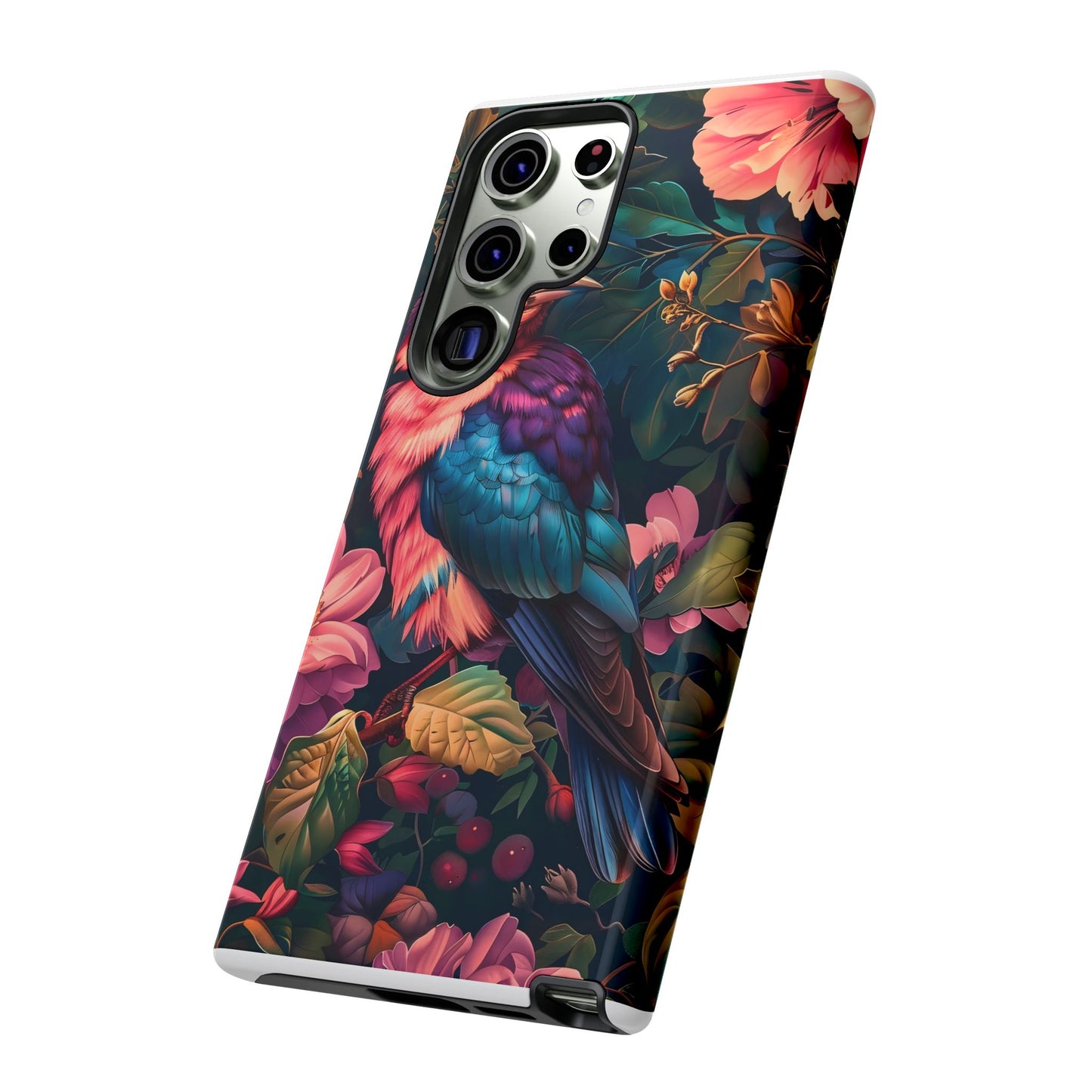 Tough Cases: Vibrant Tropical Bird Phone Case, Floral Smartphone Cover, Nature Lover Gift, Boho Phone Accessory, Cute Bird Case
