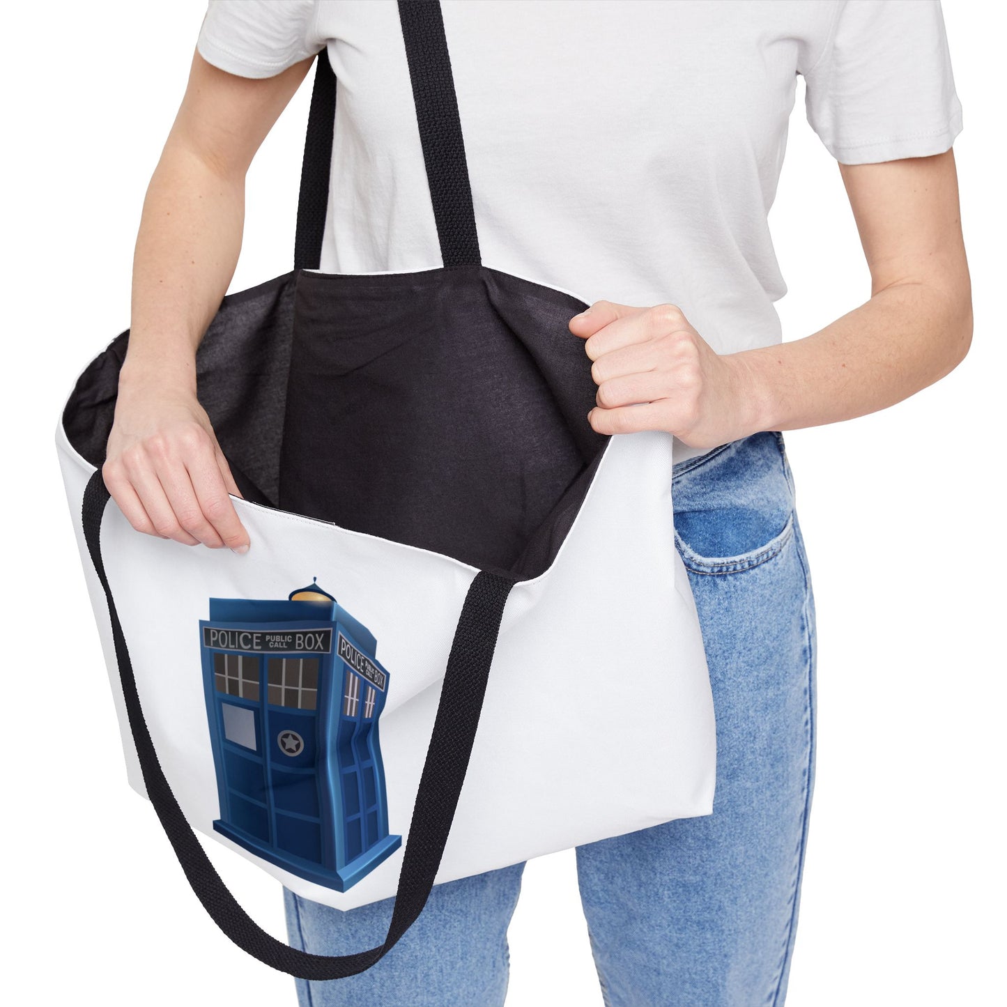 Doctor Who Inspired Weekender Tote Bag, Travel Bag, Geeky Tote, Sci-Fi Tote, Gift for Whovians, Blue TARDIS Design