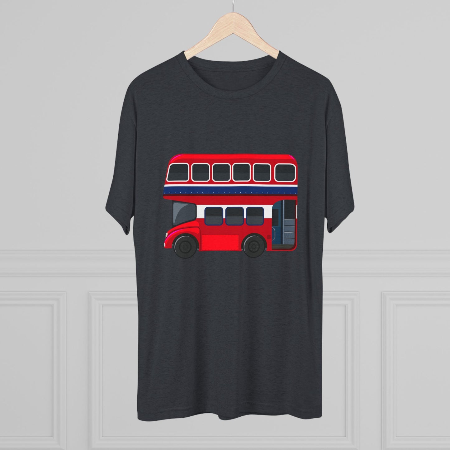London Transport English Bus - Iconic Red Double-Decker Classy Unisex Tri-Blend Crew Tee