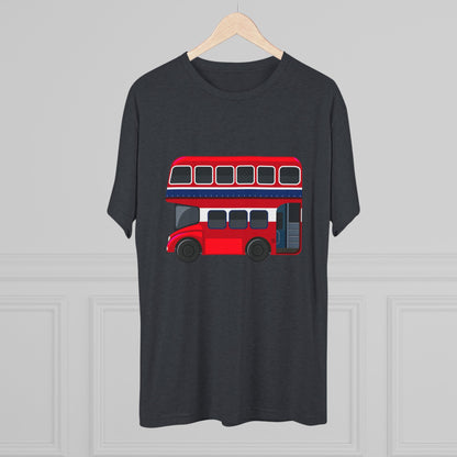London Transport English Bus - Iconic Red Double-Decker Classy Unisex Tri-Blend Crew Tee