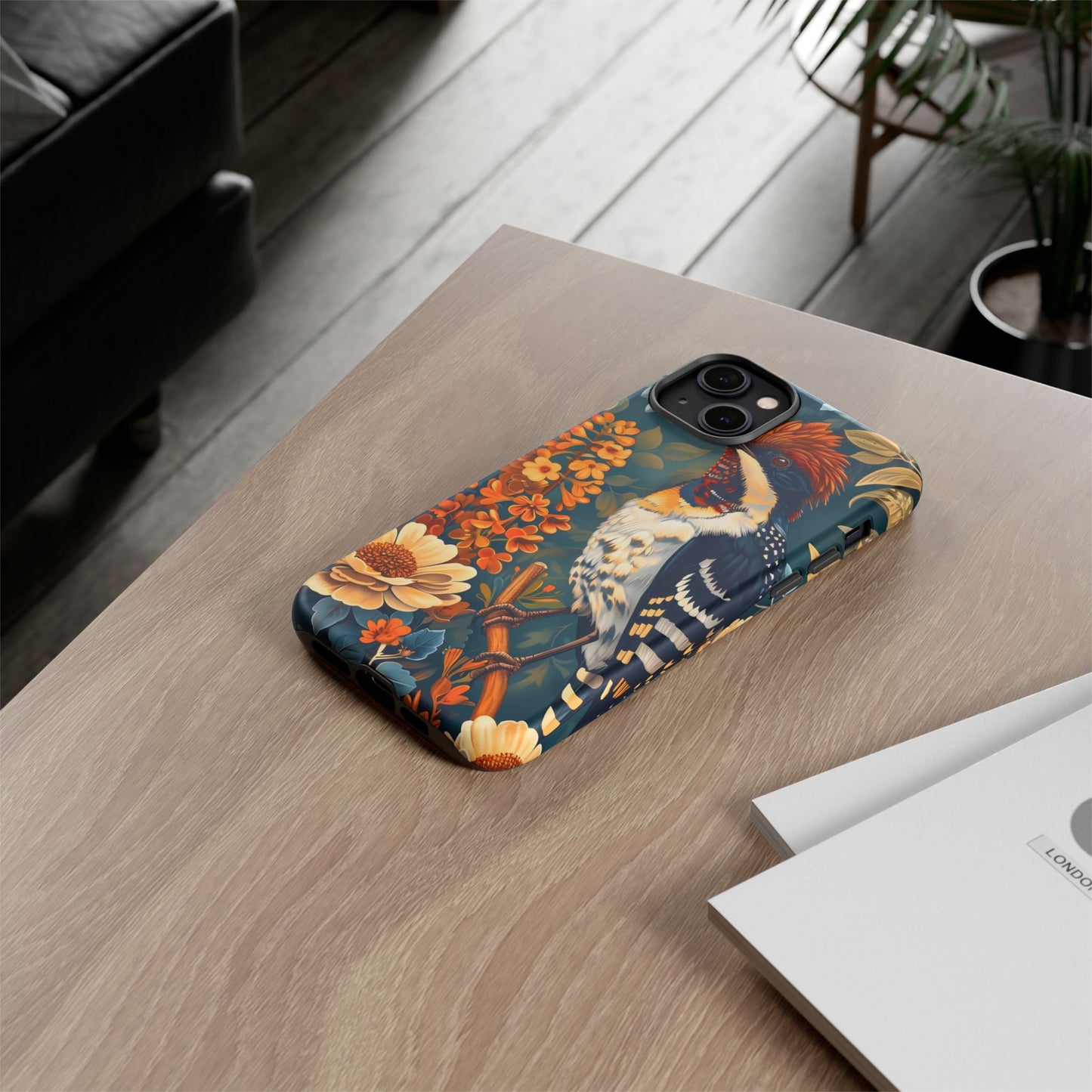 Tough Cases: Floral Bird Phone Case, Vintage Style Cover, Nature Lover Gift, Botanical Design, Spring Inspire Fashion
