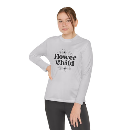 Youth Long Sleeve Competitor Tee - Boho Flower Child Clipart for Cricut