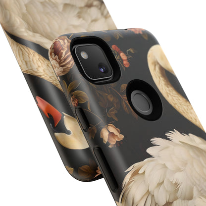 Elegant Swan Phone Case, Artistic Mobile Cover, Floral Phone Protector, Stylish Gift for Her, Modern Phone Accessory