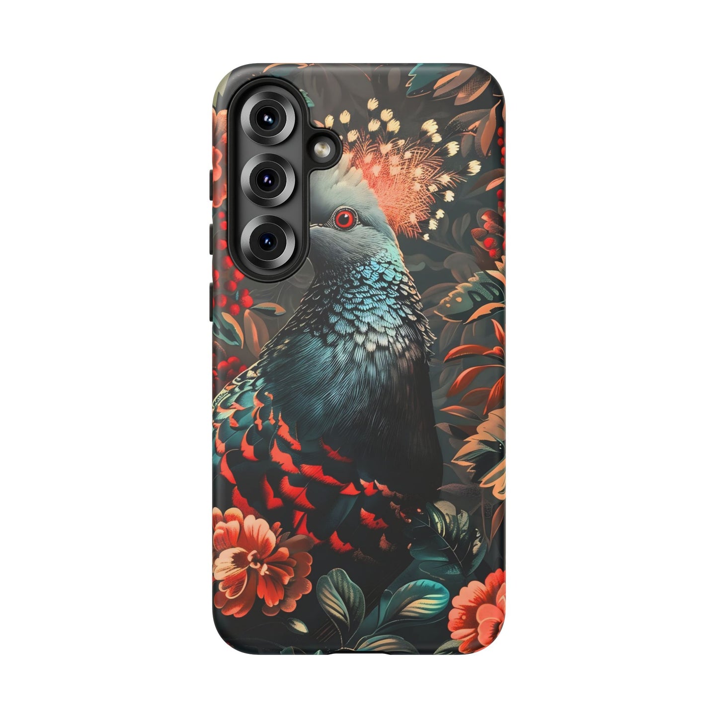 Floral Peacock Phone Case, Tough Cases, Artistic Phone Cover, Unique Gift, Nature Lover Accessory, Protective Case