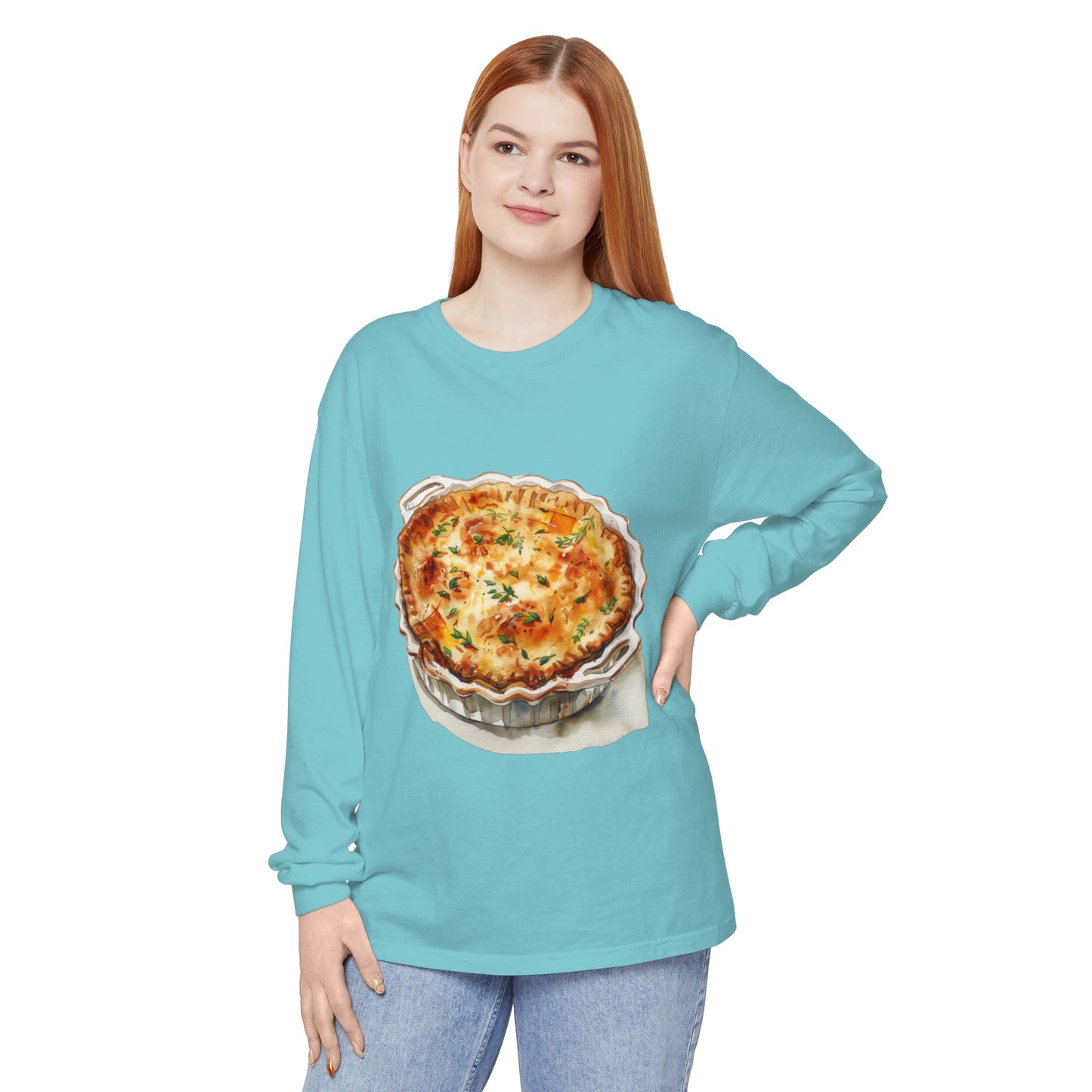 Unisex Garment-dyed Long Sleeve T-Shirt - Delicious Feast of National Favorites