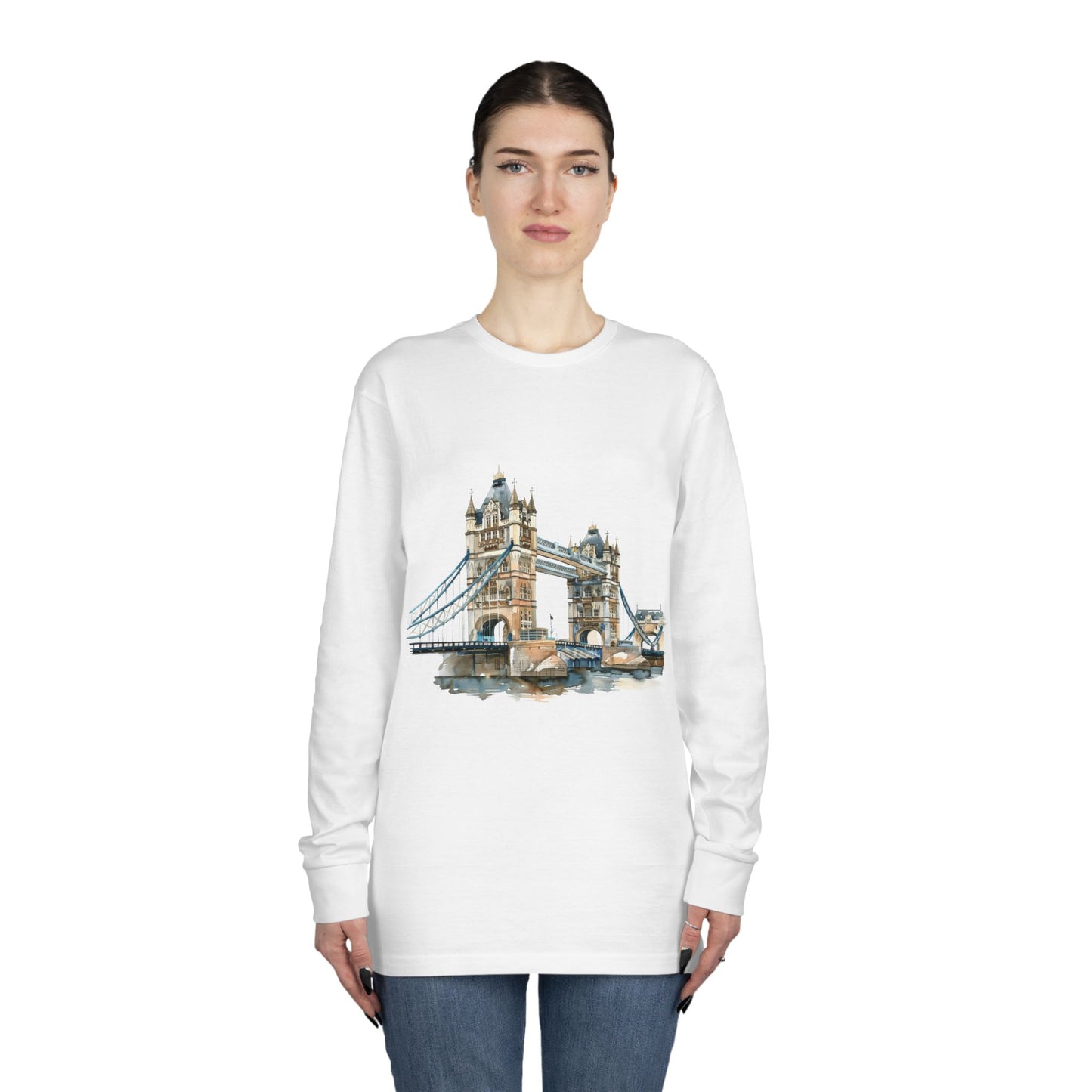 Long Sleeve Crewneck Tee - London's Iconic Bridge