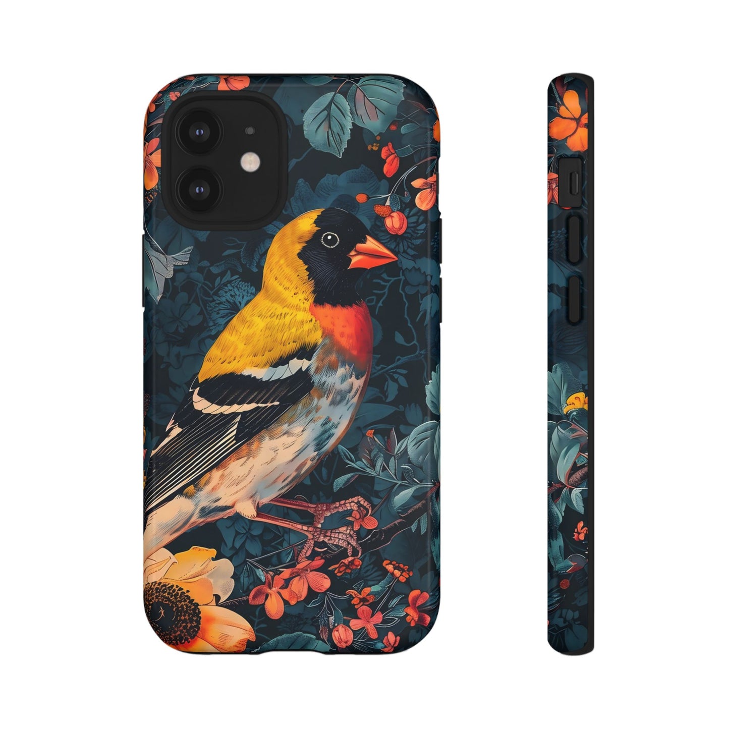 Colorful Bird Phone Case, Floral Phone Cover, Tough Phone Protector, Nature Lover Gift, Botanical Case, Unique Mobile Accessory