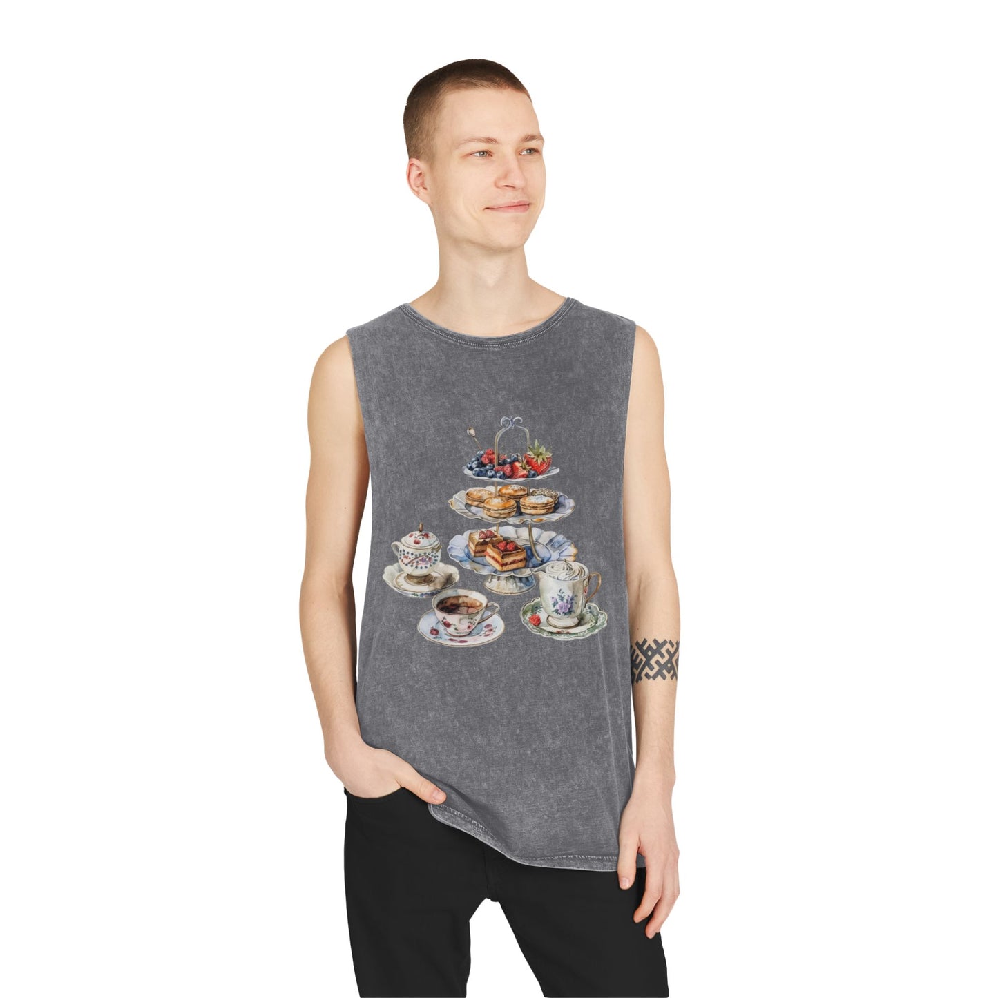 Unisex Stonewash Tank Top - British Food - Savory Classics and Traditional Delights