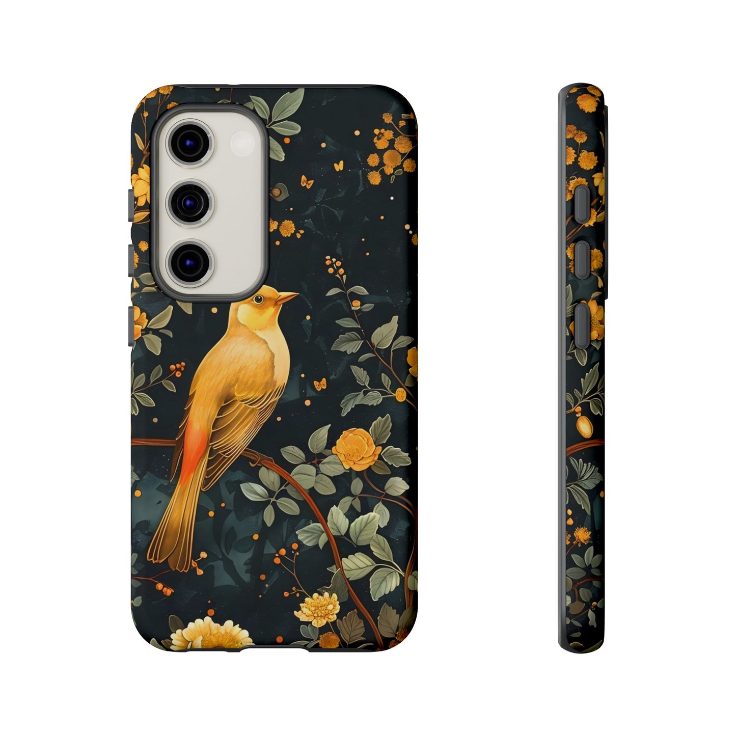 Floral Phone Case, Tough Cases with Bird Design, Nature Lover Gift, Stylish Protection, Birthday Present, Floral Phone Cover