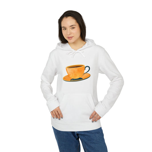 Adidas Unisex Fleece Hoodie - Cozy Coffee Cup Hoodie - Unisex Fleece Sweatshirt for Coffee Lovers