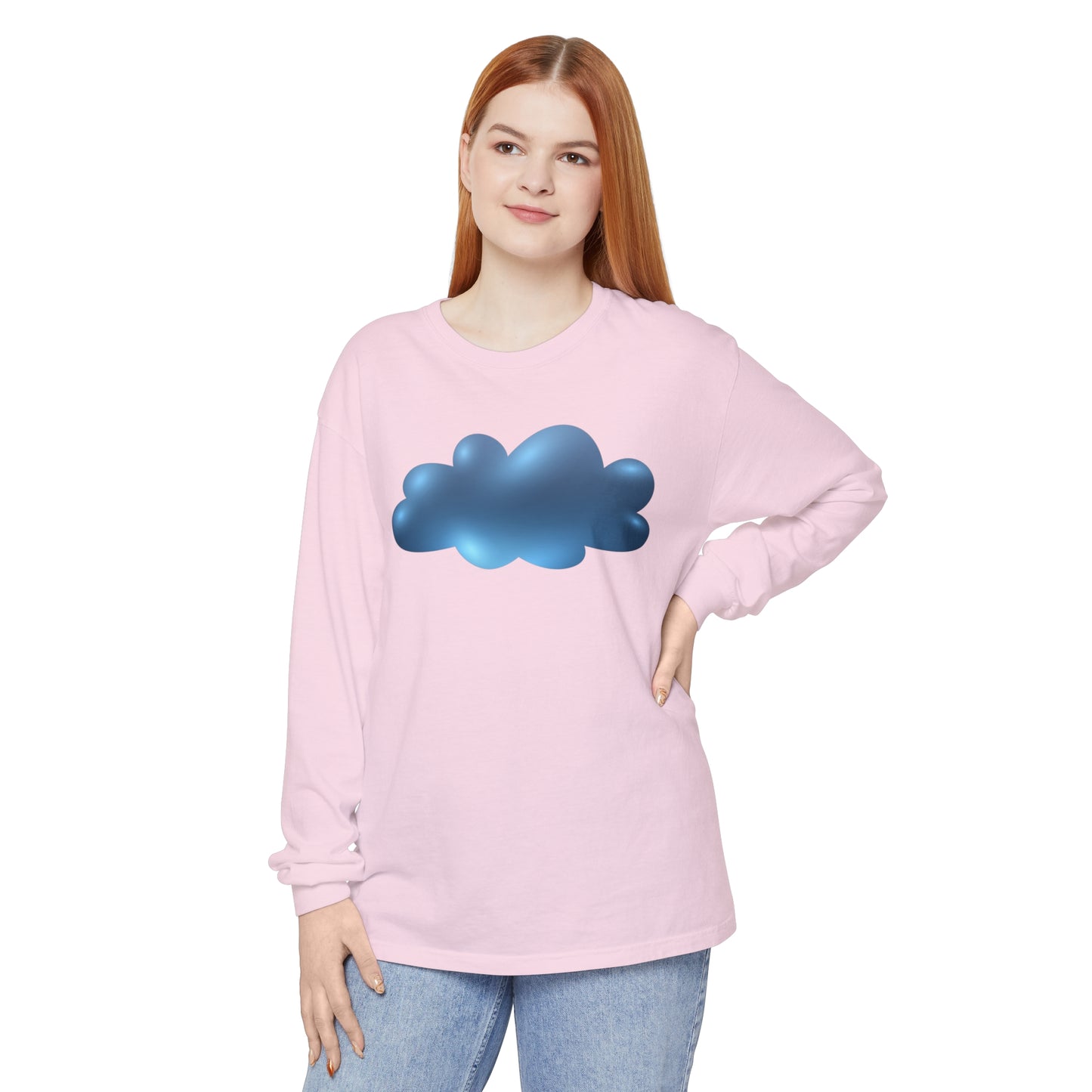 Unisex Garment-dyed Long Sleeve T-Shirt - Serene Cloudscape