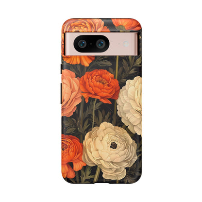 Floral Phone Case with Tough Protection, Blooming Ranunculus Design, Durable Cover, Gift for Flower Lovers, Eco-Friendly Phone Accessory