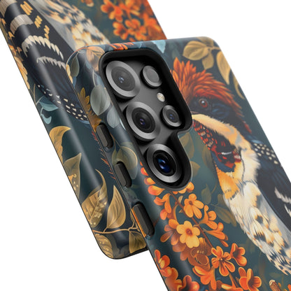 Tough Cases: Floral Bird Phone Case, Vintage Style Cover, Nature Lover Gift, Botanical Design, Spring Inspire Fashion