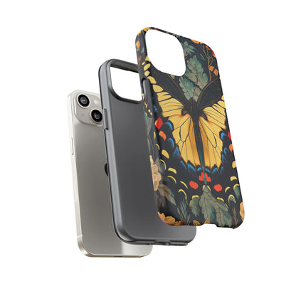 Butterfly Floral Phone Case, Art-inspire Tough Case, Gift for Nature Lovers, Butterfly Pattern Cover, Eco-Friendly Mobile Accessory