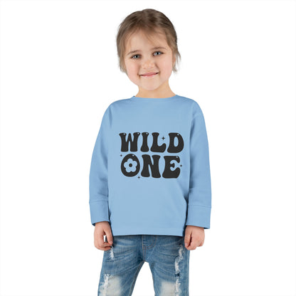 Wild One Toddler Long Sleeve Tee - Playful Gray Shirt for Adventurous Kids