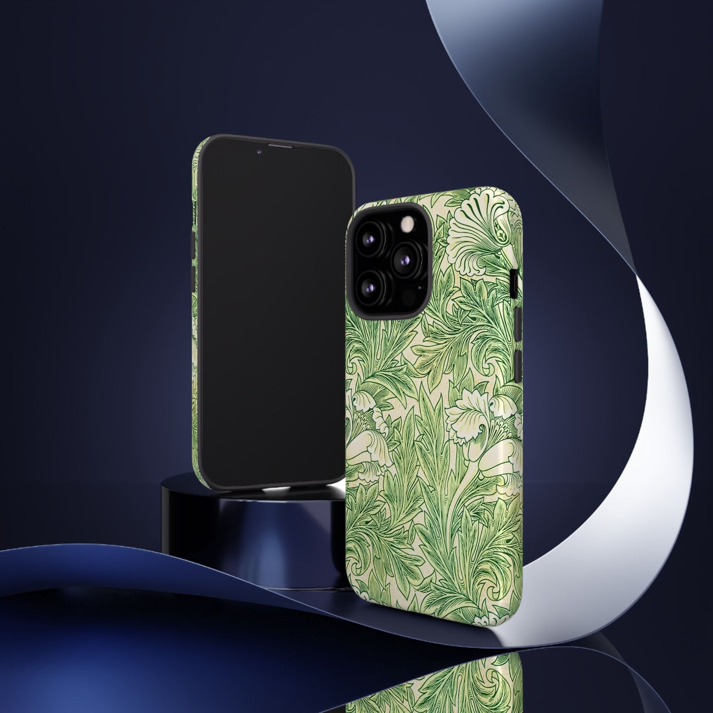Green Floral Phone Case, Botanical iPhone Cover, Tough Phone Shell, Nature-inspired Gift, Eco-friendly Tech Accessory