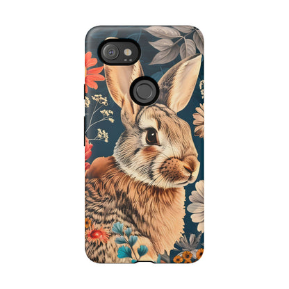 Floral Rabbit Phone Case, Cute Phone Cover, Tough Cases for Animal Lovers, Unique Gift for Birthdays, Nature-Themed Accessories