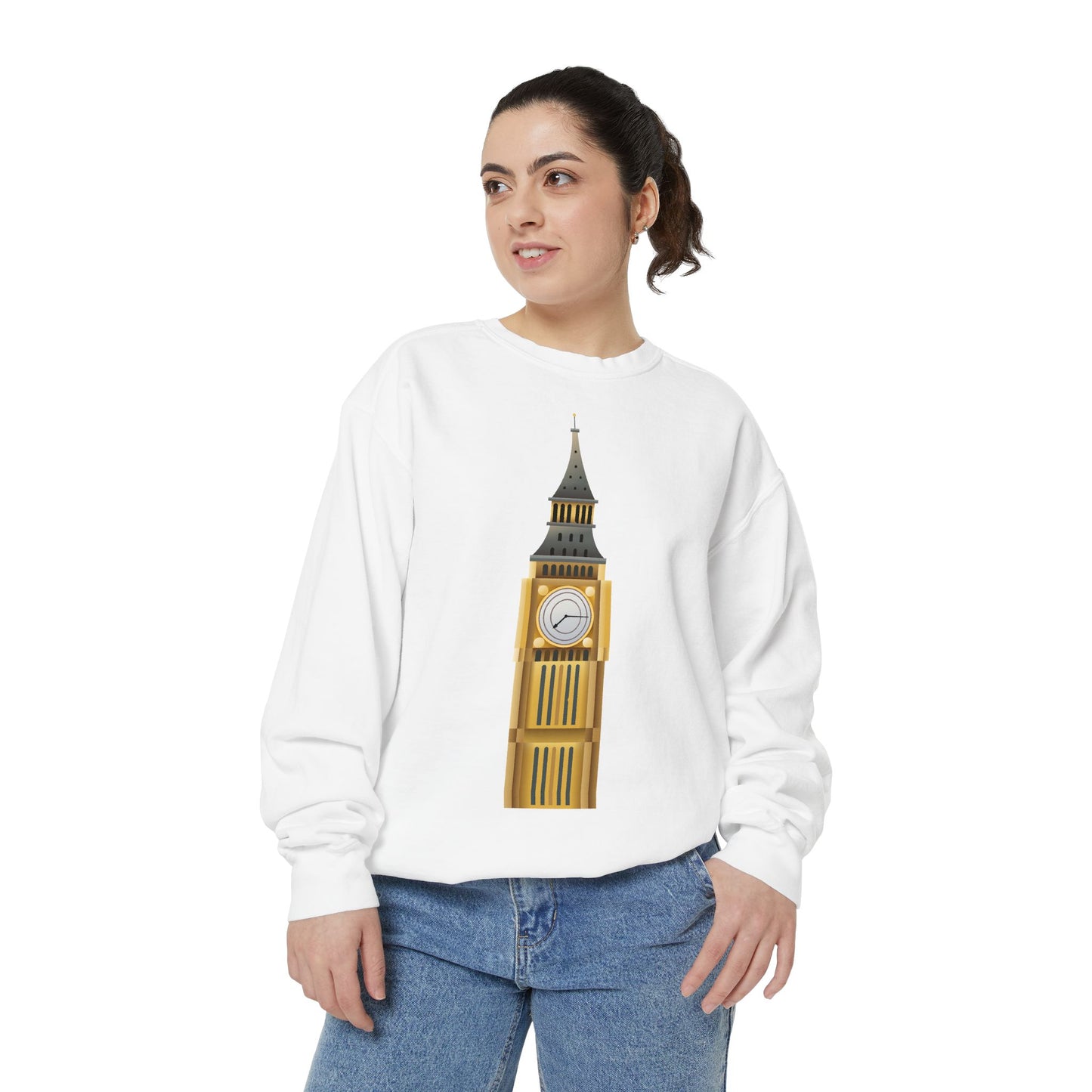 Unisex Garment-Dyed Sweatshirt - Classic London - Big Ben in All Its Glory