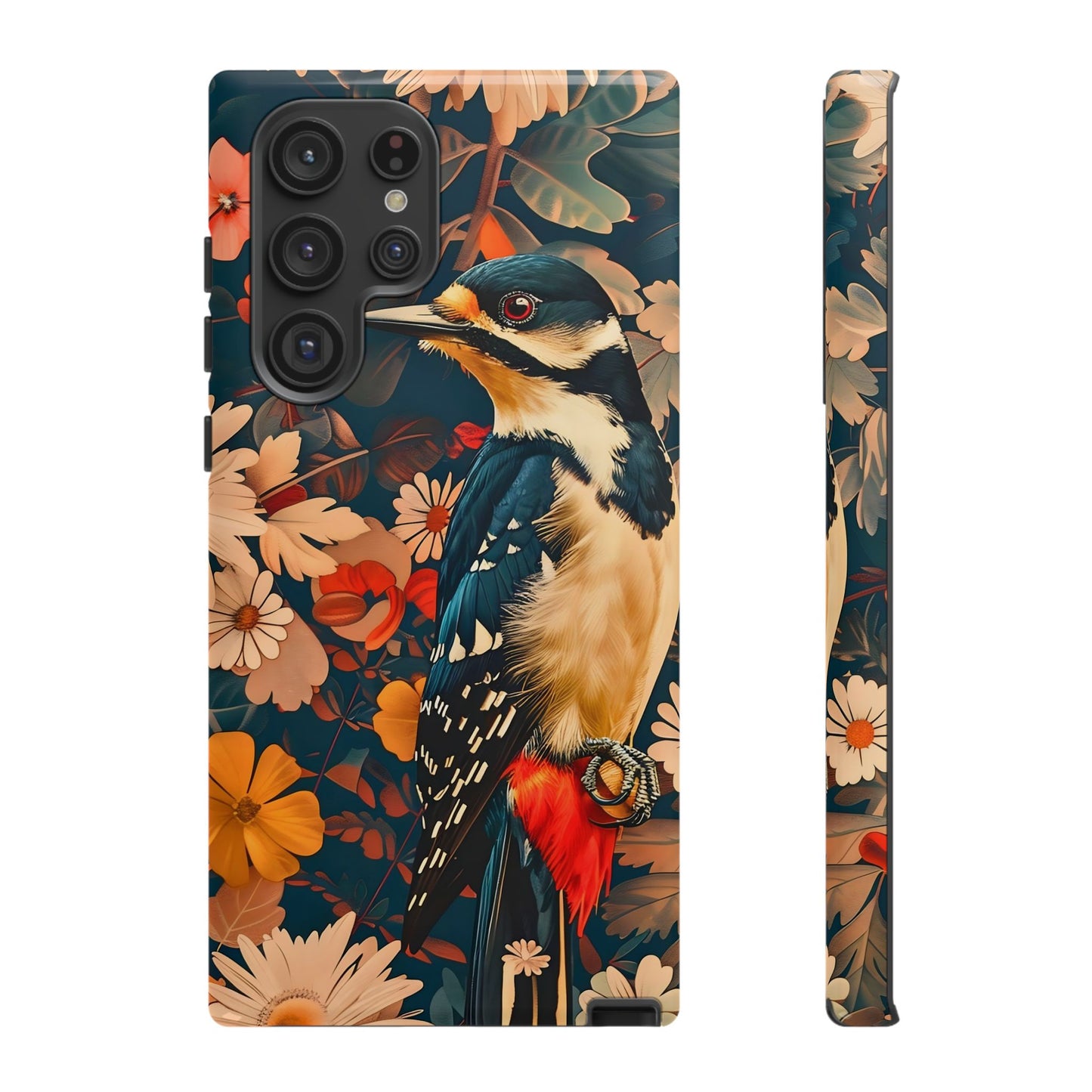 Artistic Bird Phone Case, Unique Tough Cases for Nature Lovers, Floral Design, Cute Gift, Customized Phone Accessories