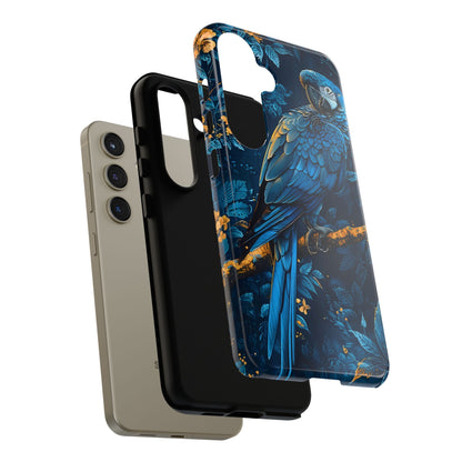 Tough Cases - Vibrant Blue Parrot Phone Case, Tropical Bird Phone Cover, Nature Lover Gift, Eco-Friendly Accessories, Unique Wildlife Decor