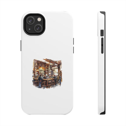 Vintage Pub Scene Tough Phone Case - Durable, Stylish Protection for Bar Lovers