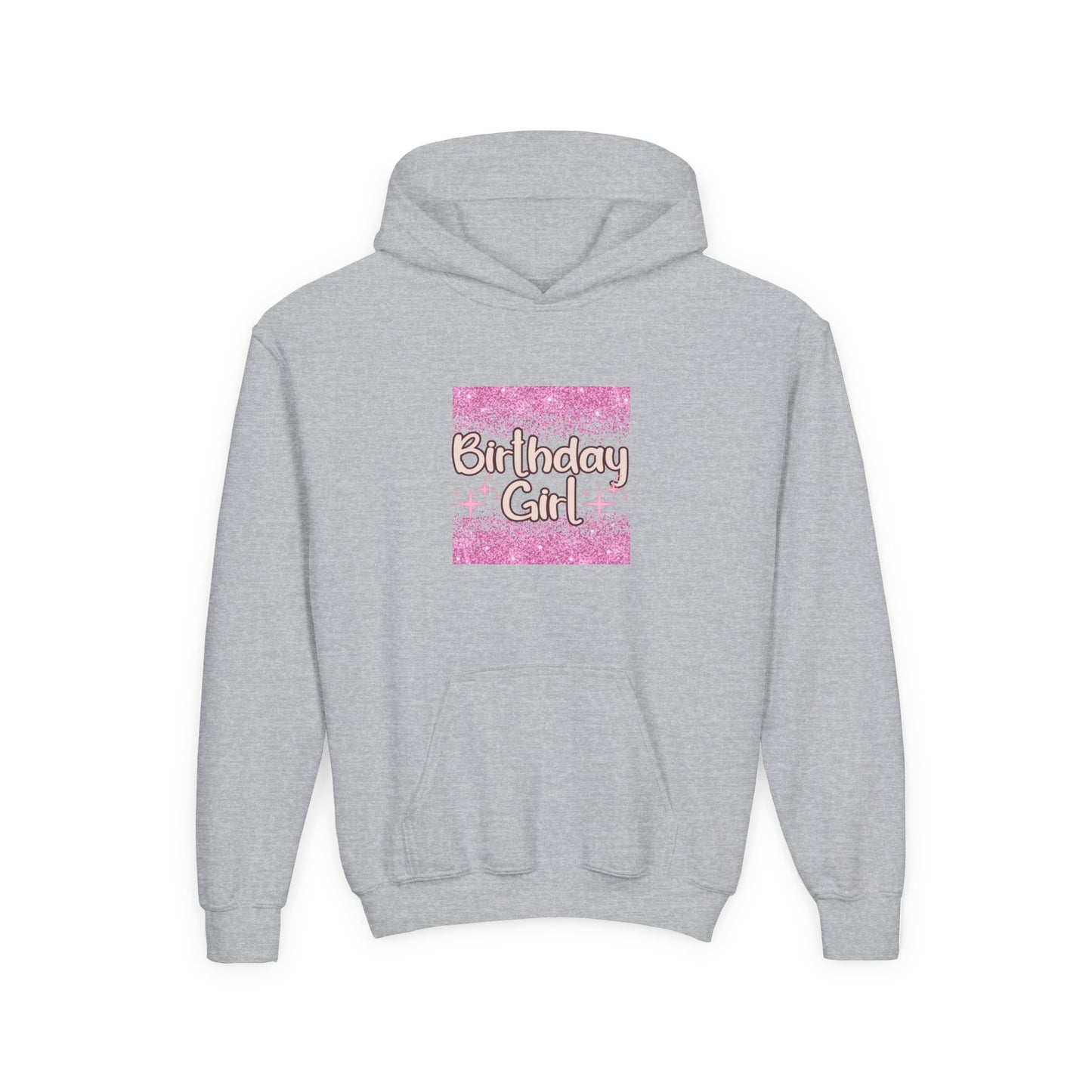 Birthday Girl Youth Hoodie - Sparkly Pink Celebration Sweatshirt