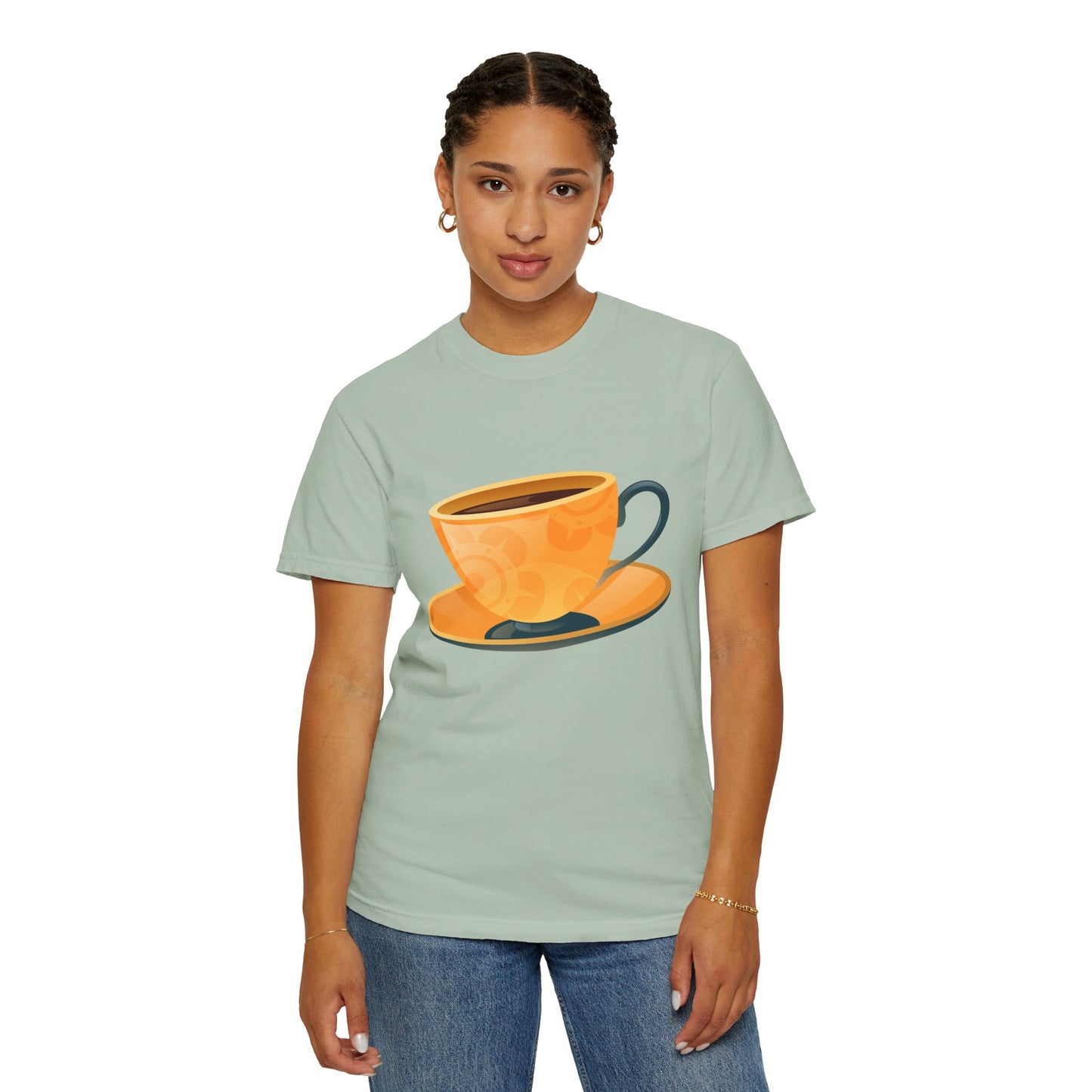 Unisex Garment-Dyed T-shirt - Elegant British Tea Cup - Classic Tea Time Style