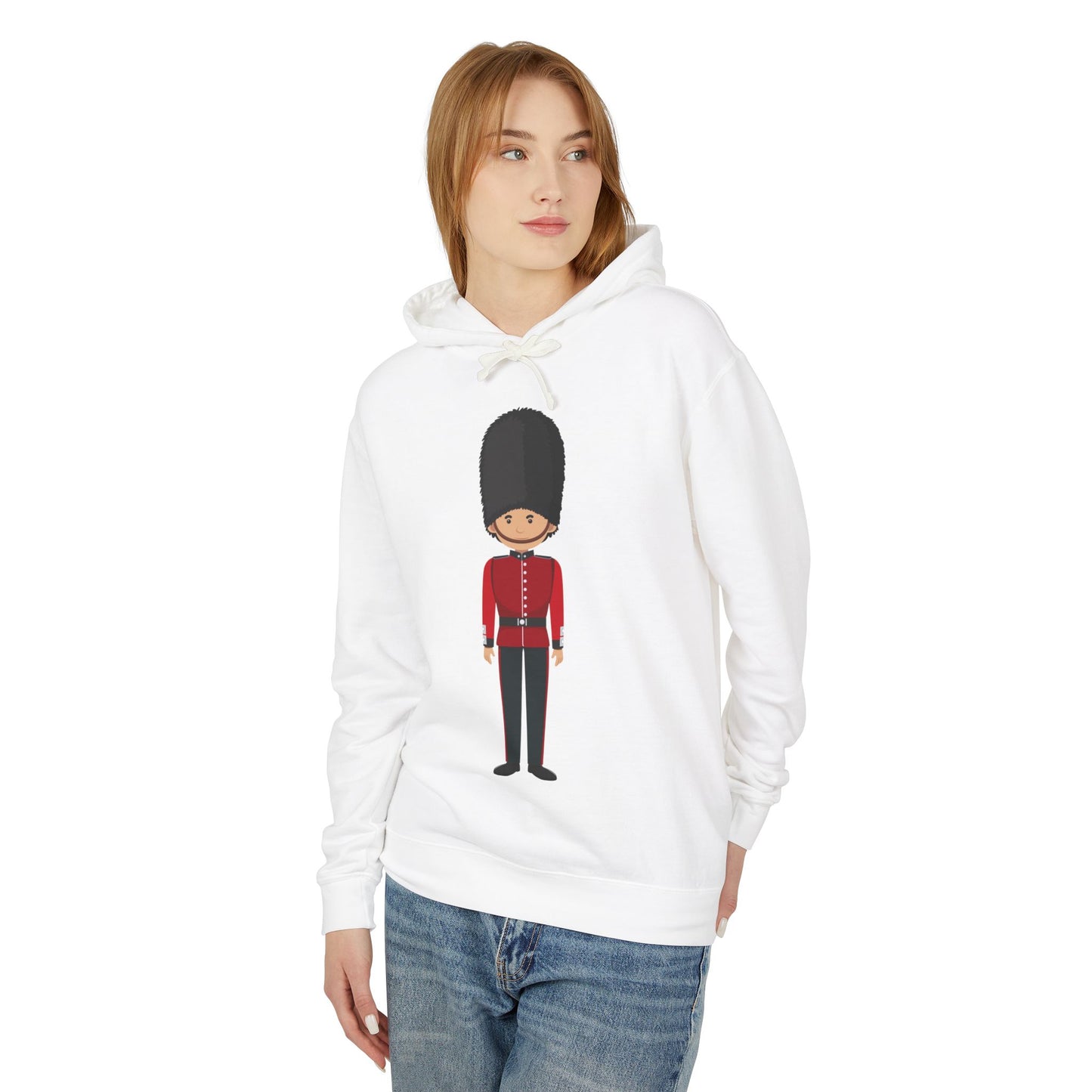 Unisex Lightweight Hooded Sweatshirt - Standing Strong - The British Soldier in Red