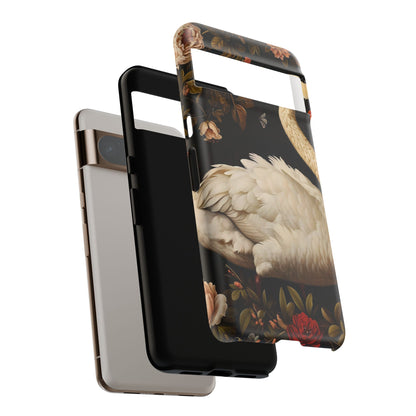 Elegant Swan Phone Case, Floral iPhone Cover, Tough Phone Case, Gift for Her, Nature Lover, Mother's Day, Birthday