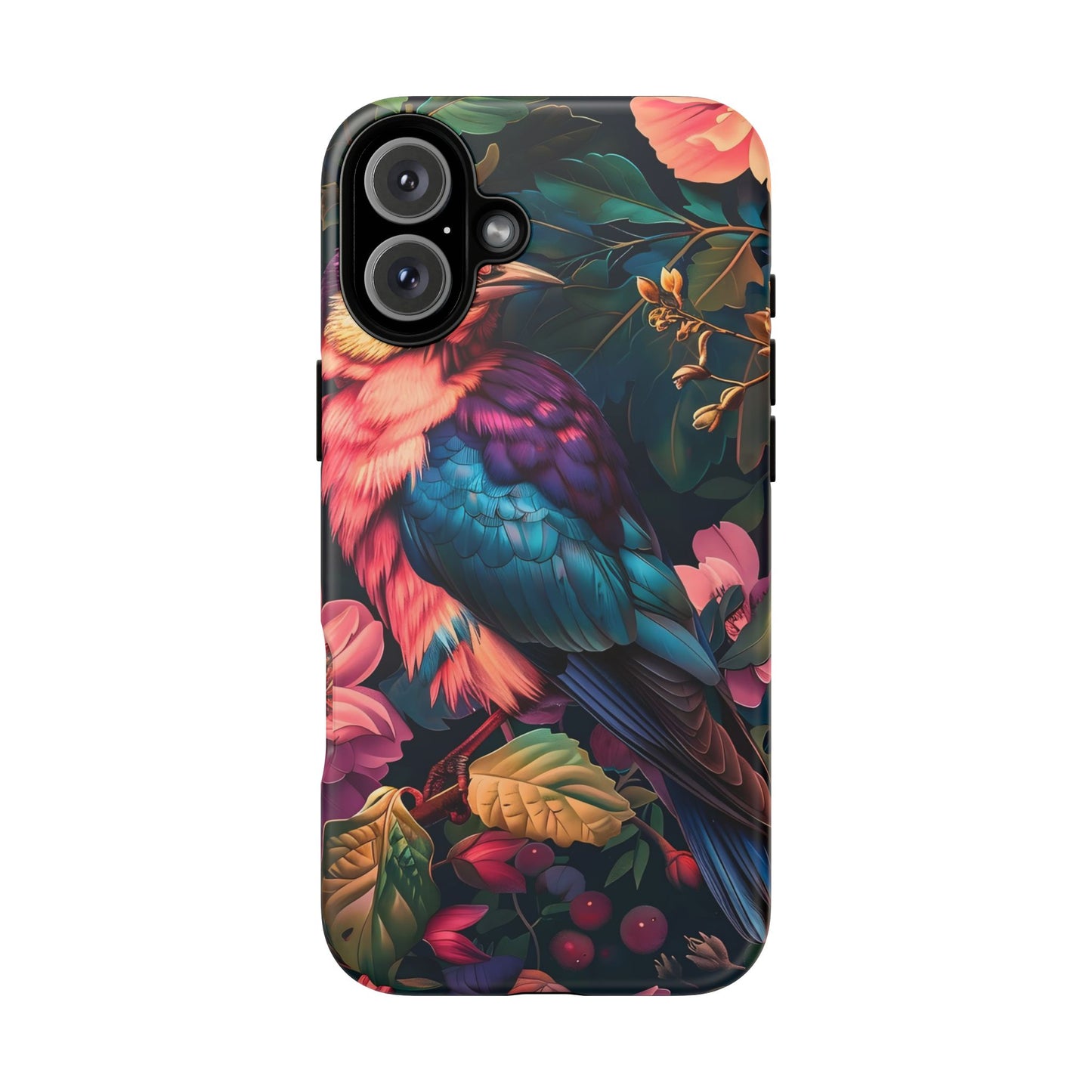 Vibrant Phone Case, Tropical Bird Design, Tough Phone Cover, Floral Tech Accessory, Gift for Nature Lovers