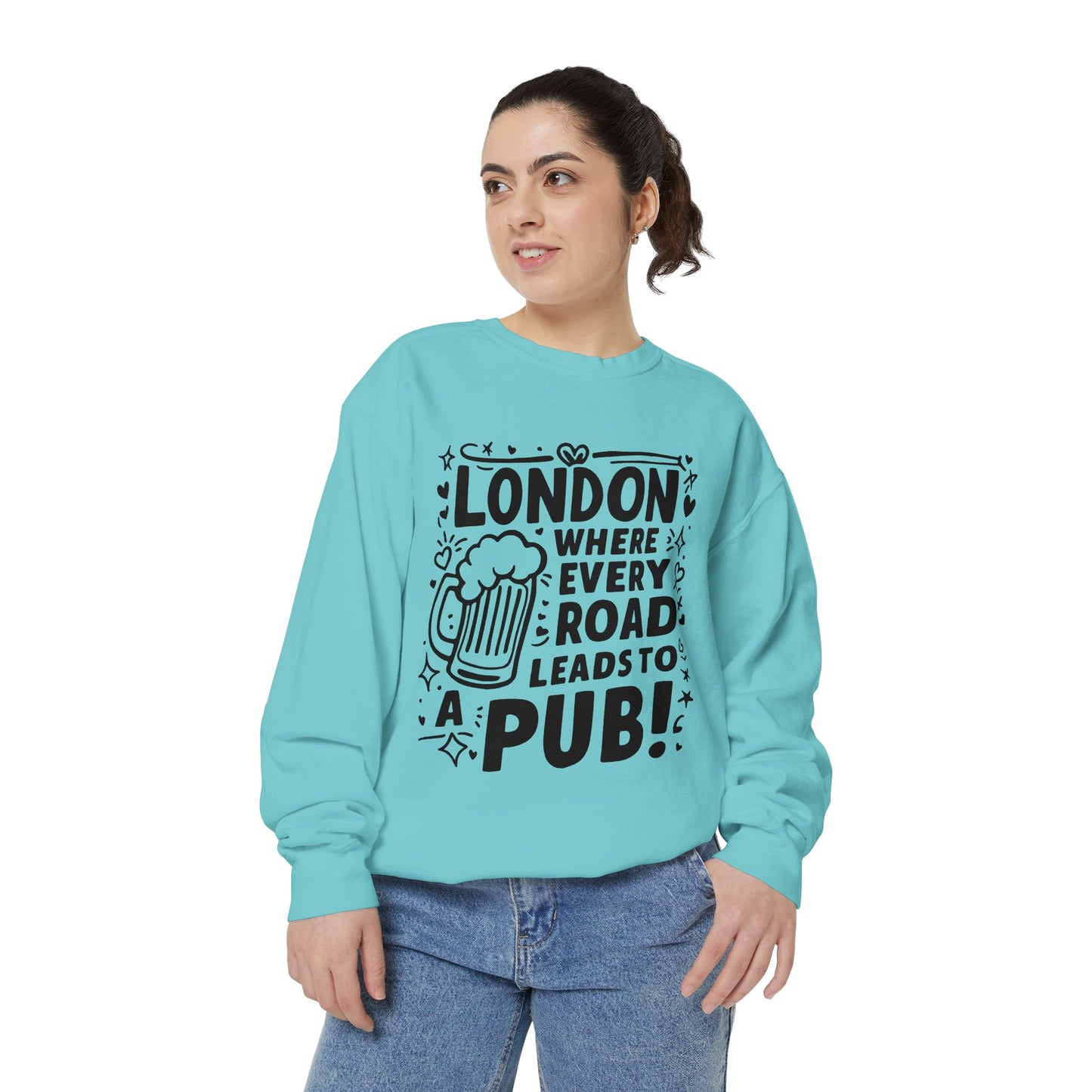 Unisex Garment-Dyed Sweatshirt - Lonon's Pub Leading Road