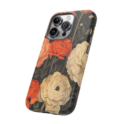 Floral Phone Case with Tough Protection, Blooming Ranunculus Design, Durable Cover, Gift for Flower Lovers, Eco-Friendly Phone Accessory