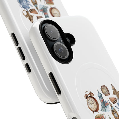 Tough Magnetic Phone Case with Vintage Clock Design, Durable Tech Accessories for Gift, Daily Use, Unique Style