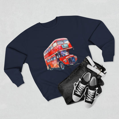 Unisex Crewneck Sweatshirt - London Transport English Bus Red Double-Decker