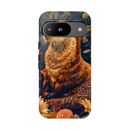 Otter Phone Case, Floral Otter Design, Tough Phone Cover, Nature Lover Gift, Cute Animal Accessories