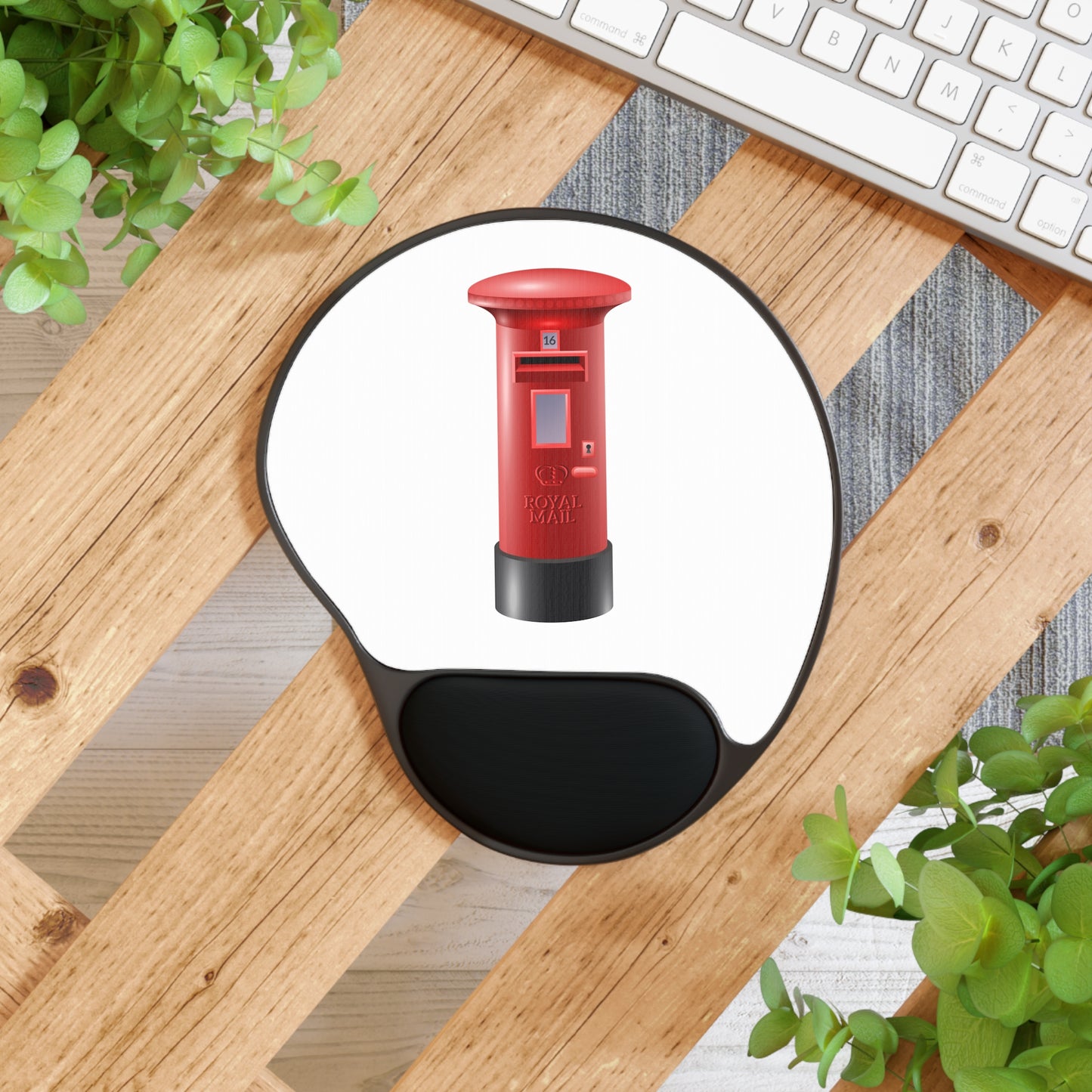 Red Post Box Mouse Pad with Wrist Rest, Ergonomic Desk Accessory, Office Gifts, Computer Accessories, Unique Home Office Decor