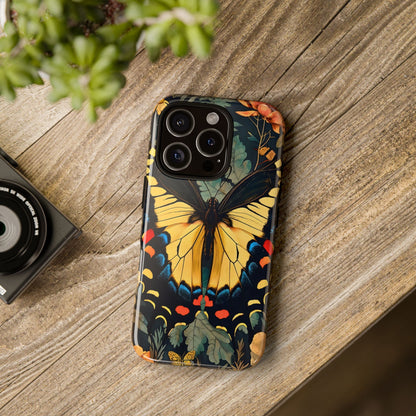 Butterfly Floral Phone Case, Art-inspire Tough Case, Gift for Nature Lovers, Butterfly Pattern Cover, Eco-Friendly Mobile Accessory