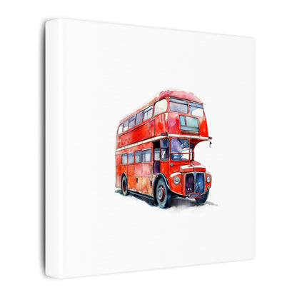 London Red Double-Decker Bus Art Canvas Print, Wall Decor for Travel Lovers, Home Office Gift, Unique Artwork for All Occasions