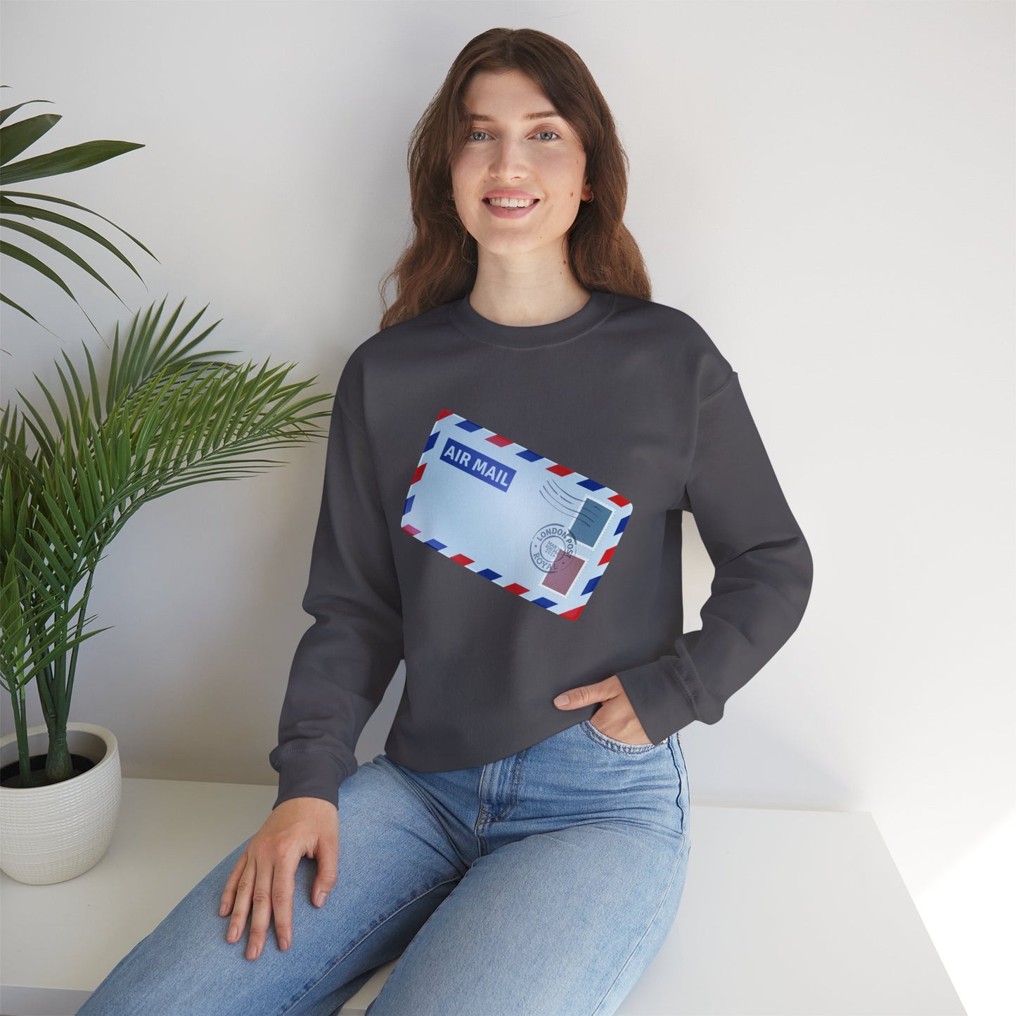 Unisex Heavy Blend™ Crewneck Sweatshirt - Vintage British Air Mail - Classic Postal Design