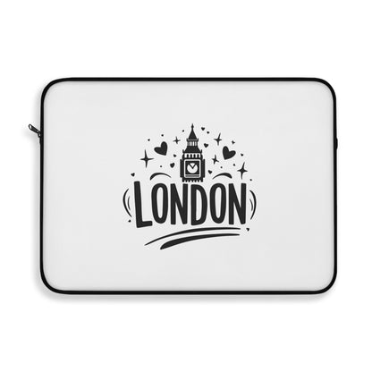 London-Themed Laptop Sleeve, Travel Accessory, Gift for Students, Modern Office Decor, London Souvenir, Tech Organizer