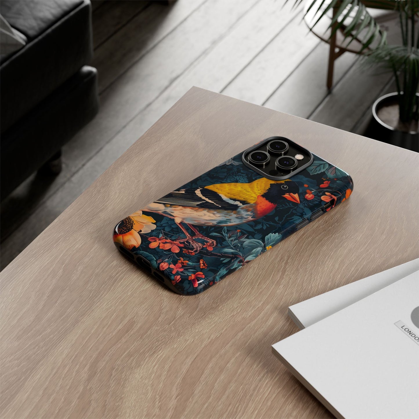 Colorful Bird Phone Case, Floral Phone Cover, Tough Phone Protector, Nature Lover Gift, Botanical Case, Unique Mobile Accessory