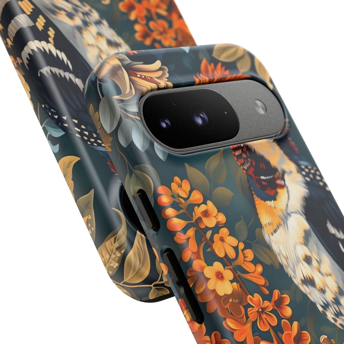 Tough Cases: Floral Bird Phone Case, Vintage Style Cover, Nature Lover Gift, Botanical Design, Spring Inspire Fashion