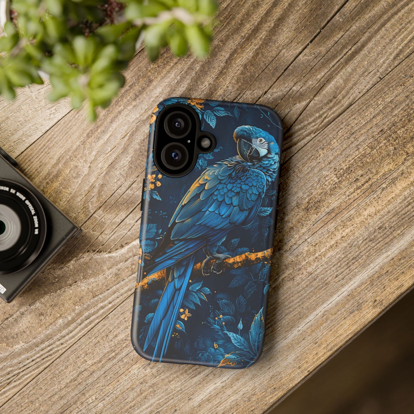Tough Cases - Vibrant Blue Parrot Phone Case, Tropical Bird Phone Cover, Nature Lover Gift, Eco-Friendly Accessories, Unique Wildlife Decor