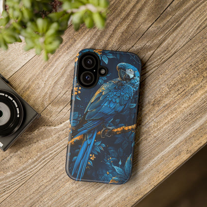 Tough Cases - Vibrant Blue Parrot Phone Case, Tropical Bird Phone Cover, Nature Lover Gift, Eco-Friendly Accessories, Unique Wildlife Decor