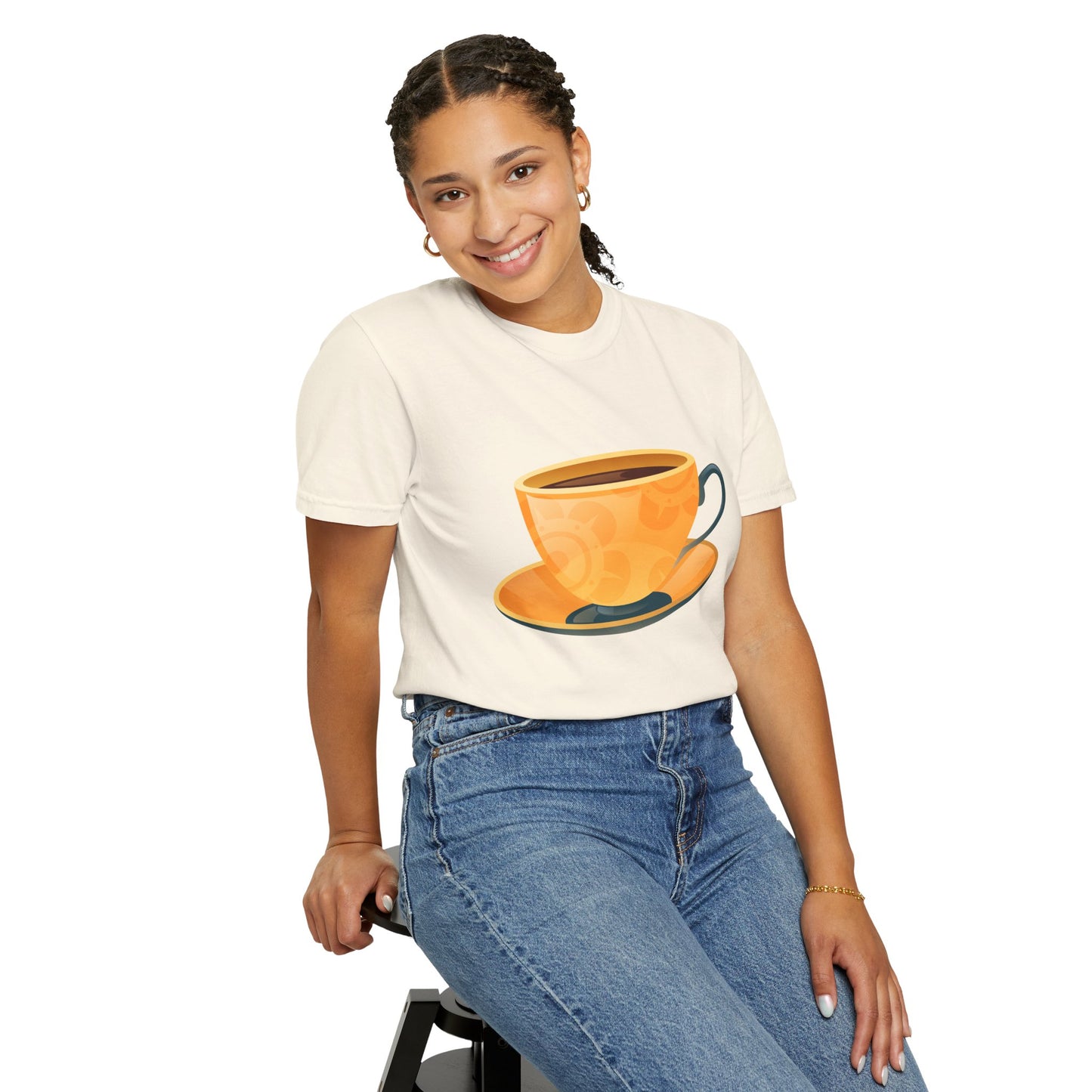Unisex Garment-Dyed T-shirt - Elegant British Tea Cup - Classic Tea Time Style
