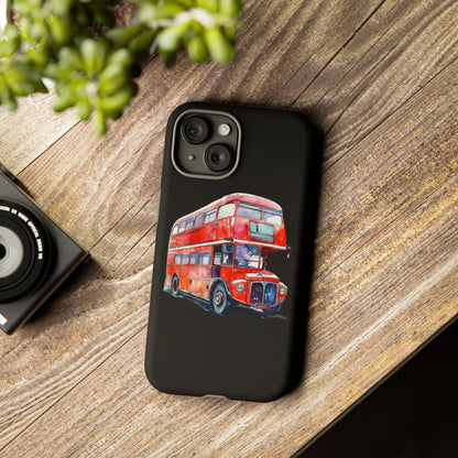 London Bus Phone Case, Tough iPhone Cover, Unique Gift for Travelers, Vintage Style Accessories, Holiday Present Idea