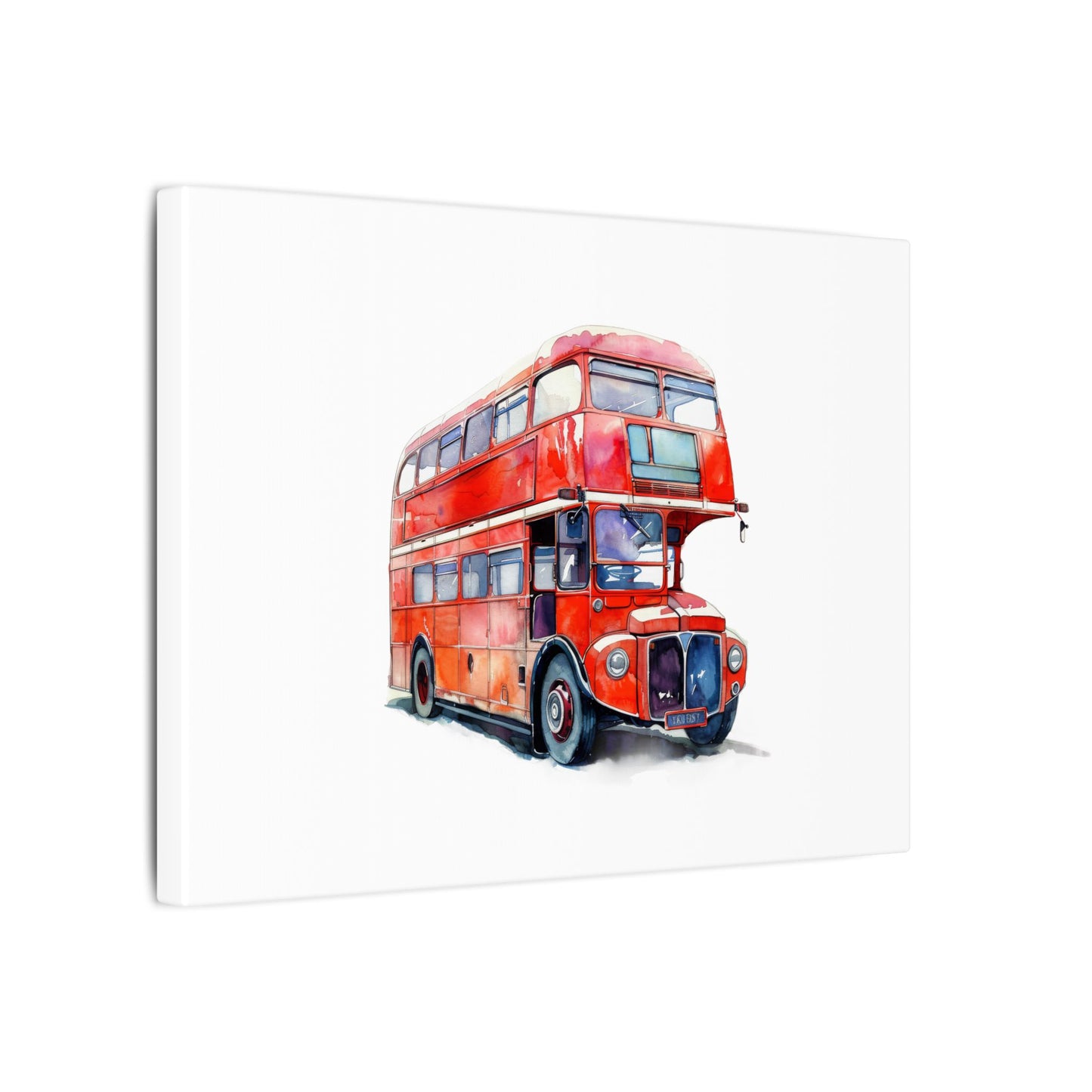 London Red Double-Decker Bus Art Canvas Print, Wall Decor for Travel Lovers, Home Office Gift, Unique Artwork for All Occasions