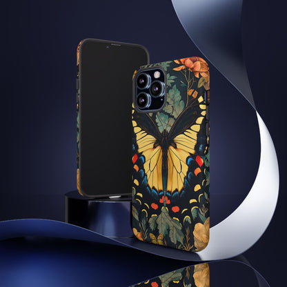 Butterfly Floral Phone Case, Art-inspire Tough Case, Gift for Nature Lovers, Butterfly Pattern Cover, Eco-Friendly Mobile Accessory