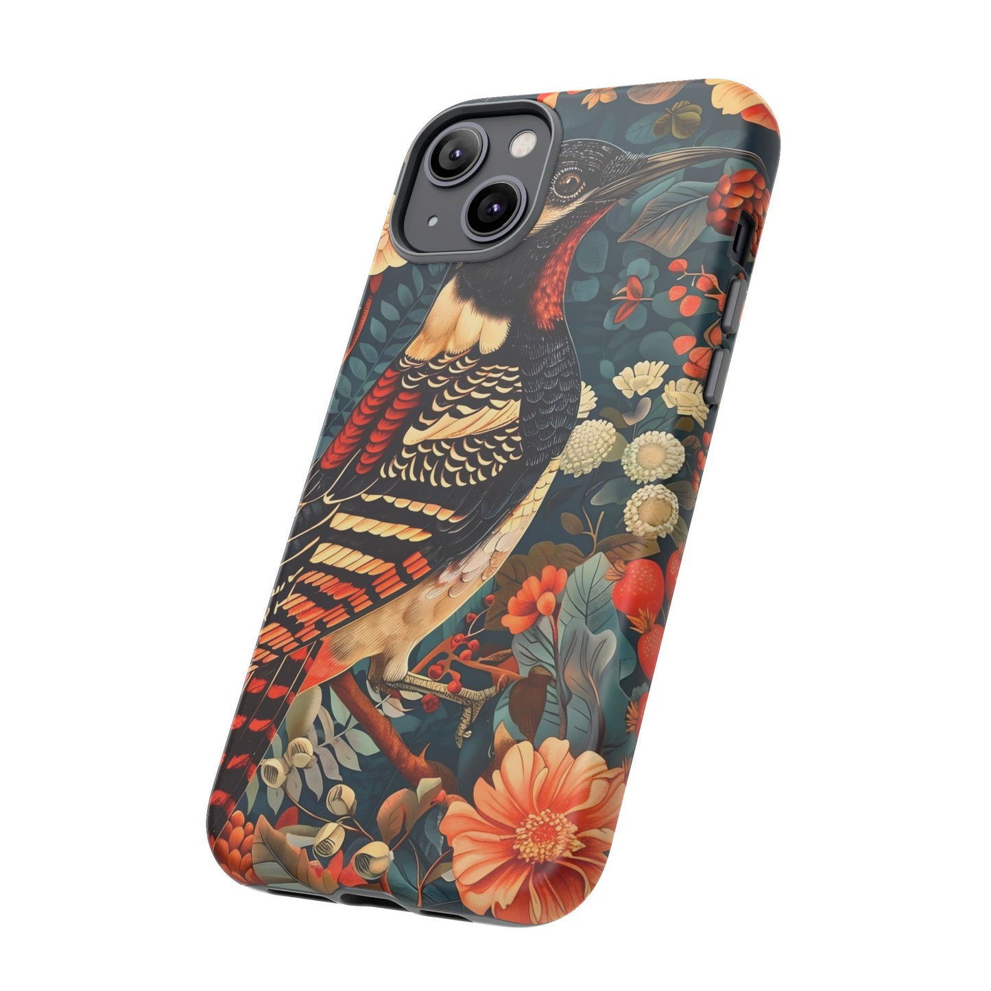 Nature-Inspired Phone Case with Floral Art, Tough Phone Cover, Protective Case, Gift for Nature Lovers, Unique Phone Accessory