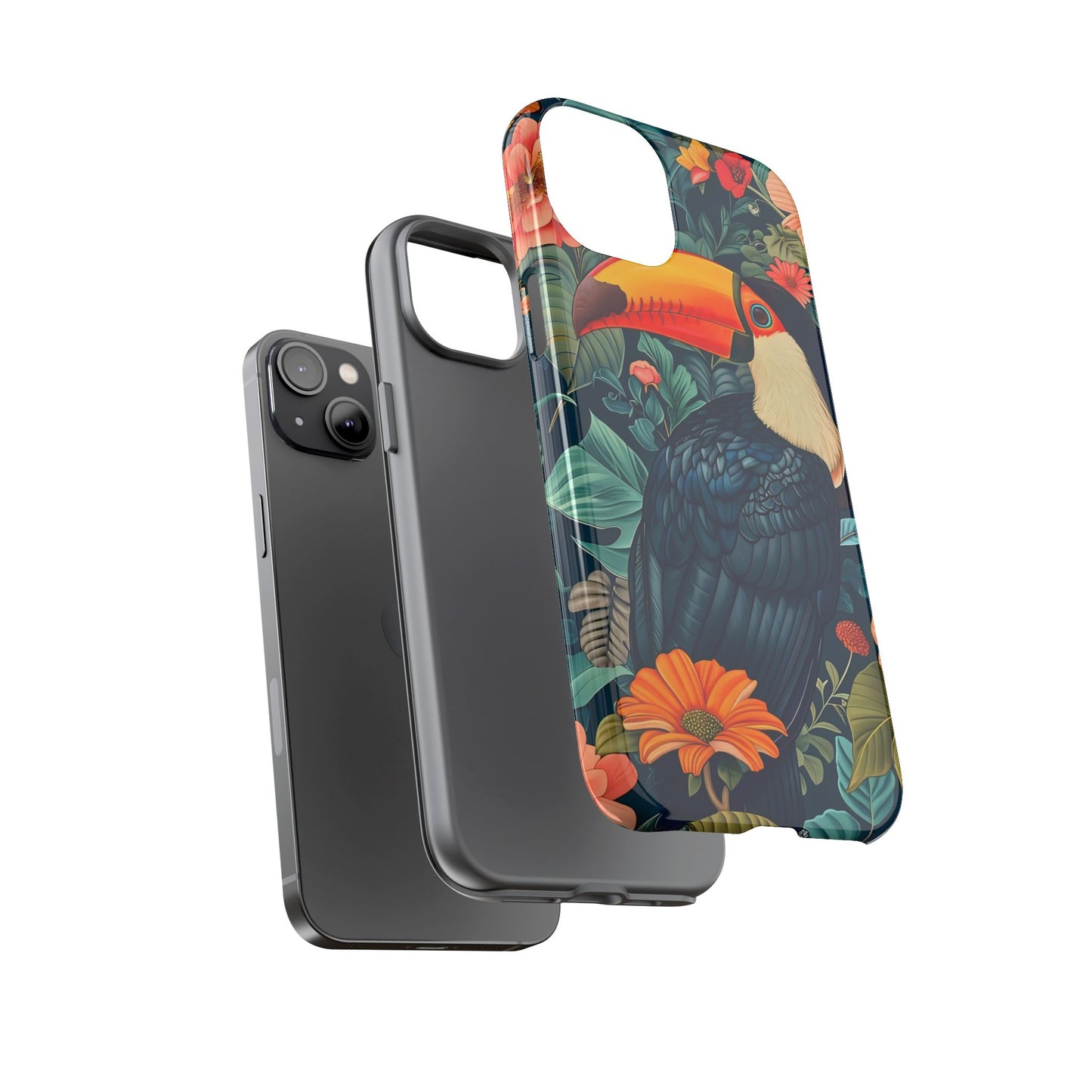 Tropical Toucan Phone Case - Cute Animal Design, Nature Lover Gift, Floral Pattern, Bird Lover Accessory, Summer Vibes